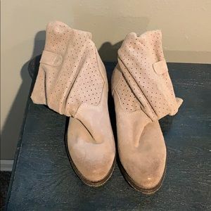 Off the Beaten Track taupe, suede ankle booties